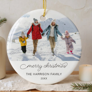 Décoration En Céramique Photo de famille personnalisée Simple Joyeux Noël