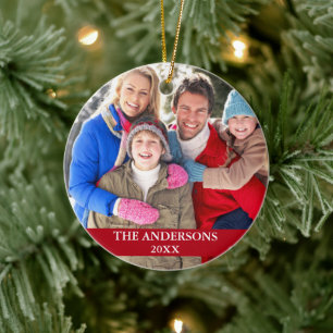 Décoration En Céramique Photo de famille Rouge