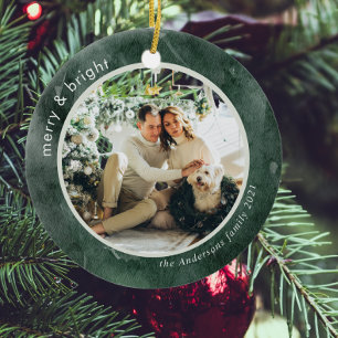 Décoration En Céramique Photo de famille verte Joyeux Et Lumineux C