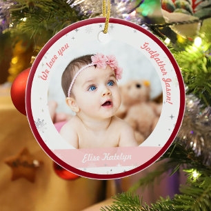 Décoration En Céramique Photo de jumelles et garçon pour le parrain à Noël