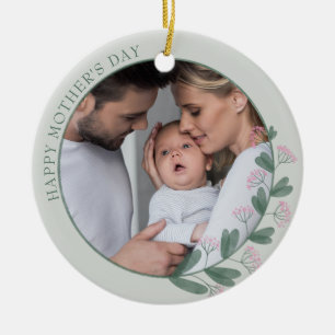 Décoration En Céramique Photo de la fête des mères encadrée de Fleur sauva