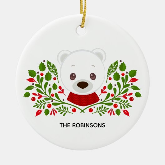 Décoration En Céramique Photo de l'ours de Noël mignon (Devant)