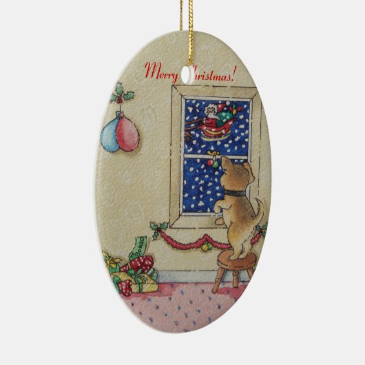 Décoration En Céramique photo de mignon chiot à noël (Droite)