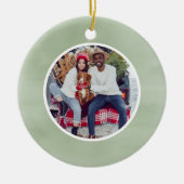 Décoration En Céramique Photo de Noël Classic Script vert (Devant)