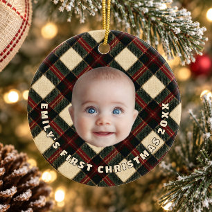 Décoration En Céramique Photo de Noël de bébé avec carreau de Highland Lod
