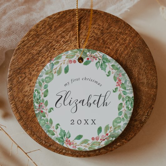 Décoration En Céramique Photo de Noël de la verdure du bébé