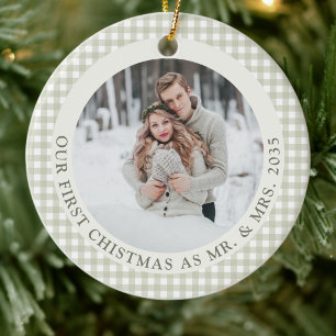 Décoration En Céramique Photo de Noël de mariage pour la première fois en 
