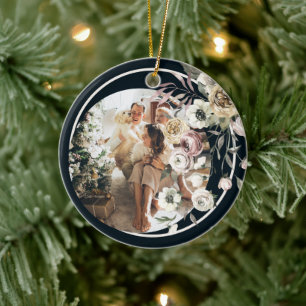 Décoration En Céramique Photo de Noël floral personnalisée