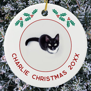 Décoration En Céramique Photo de Noël personnalisé pour chat