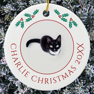 Décoration En Céramique Photo de Noël personnalisé pour chat