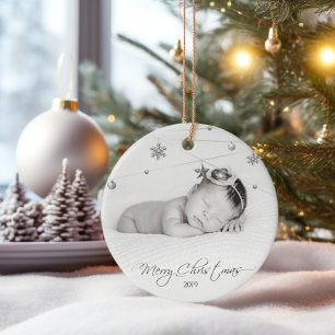Décoration En Céramique Photo de Noël personnalisée et calligraphie