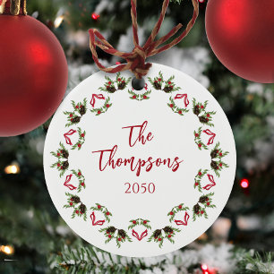 Décoration En Céramique Photo de Noël Red Green