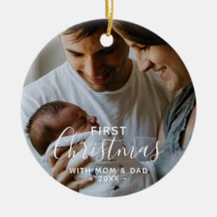 Décoration En Céramique Photo de nouveau-né Premier Noël avec les parents