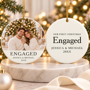 Décoration En Céramique Photo de premier Noël des fiancés