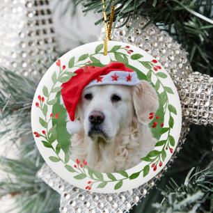 Décoration En Céramique Photo de votre chien pour son 1er Noël dans sa mai
