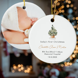 Décoration En Céramique Photo du premier arbre de Noël du bébé Statistique