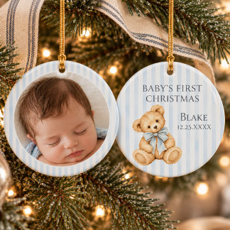 Décoration En Céramique Photo du premier Noël de bébé