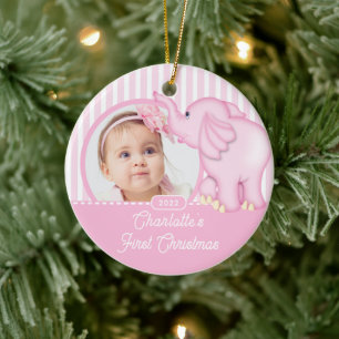 Décoration En Céramique Photo du premier Noël de bébé éléphant