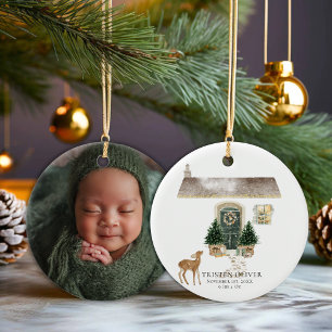 Décoration En Céramique Photo du premier Noël de bébé et statistiques de n
