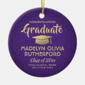 Décoration En Céramique Photo Graduation Félicats Moderne violet et or (Devant)