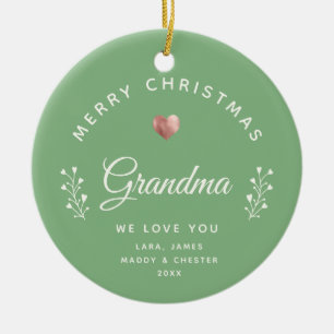 Décoration En Céramique Photo Merry Christmas Grand Rose Gold Green