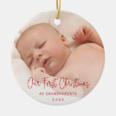 Décoration En Céramique Photo mignonne Notre premier Noël en grands-parent (Devant)