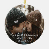 Décoration En Céramique Photo Notre Premier Noël Engagé Script Whimsical (Devant)