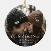 Décoration En Céramique Photo Notre Premier Noël Engagé Script Whimsical (Dos)