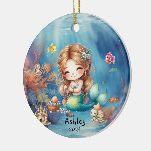 Décoration En Céramique Photo Océanique de sirène mignonne personnalisée (Gauche)