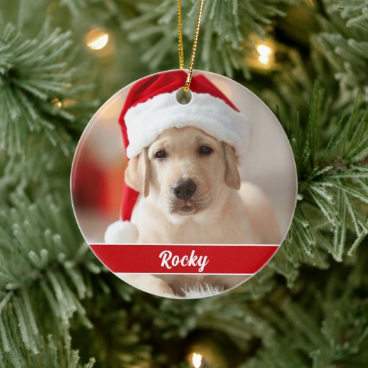 Décoration En Céramique Photo personnalisé avec monogramme de script, Noël (Arbre)