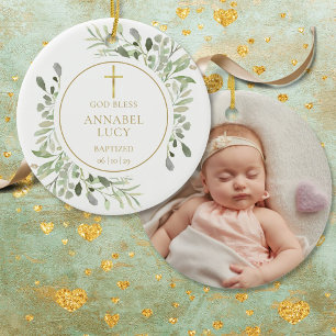 Décoration En Céramique Photo personnalisé de baptême garçon ou fille avec