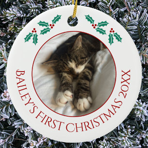 Décoration En Céramique Photo personnalisé de Noël pour chat
