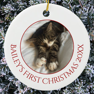 Décoration En Céramique Photo personnalisé de Noël pour chat