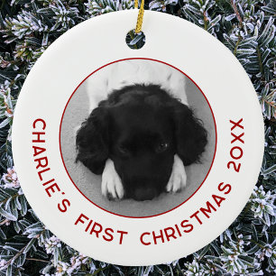 Décoration En Céramique Photo personnalisé de Noël pour chien ou chiot