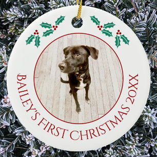 Décoration En Céramique Photo personnalisé de Noël pour chien ou chiot