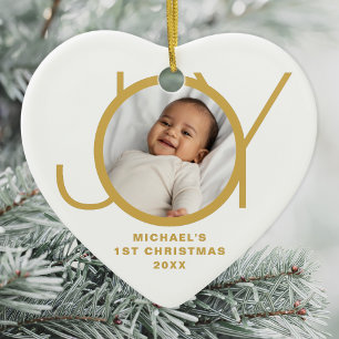 Décoration En Céramique Photo personnalisé du premier Noël de bébé