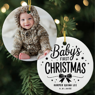 Décoration En Céramique Photo personnalisé du premier Noël de bébé