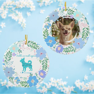 Décoration En Céramique Photo personnalisé Pastel Bleu Chihuahua & Floral