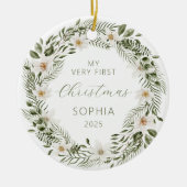 Décoration En Céramique Photo personnalisée Bébé 1er Noël Bois (Devant)