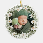 Décoration En Céramique Photo personnalisée Bébé 1er Noël Bois (Dos)