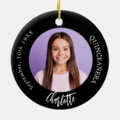 Décoration En Céramique Photo personnalisée en noir blanc Quinceanera (Dos)