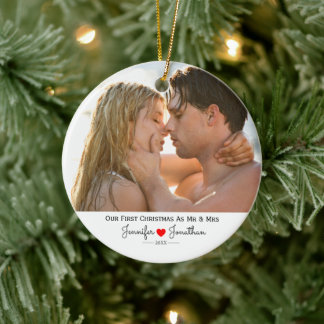 Décoration En Céramique Photo personnalisée Notre premier Noël marié