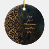 Décoration En Céramique Photo personnalisée Pendentif de Noël design orné (Dos)