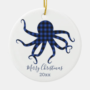 Décoration En Céramique Photo Plaid bleu Octopus Noël