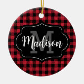 Décoration En Céramique Photo Red Black Buffalo Plaid Monogramme (Devant)