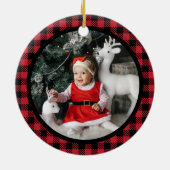 Décoration En Céramique Photo Red Black Buffalo Plaid Monogramme (Dos)