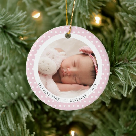 Décoration En Céramique Photo rose mignonne 1er Noël du bébé religieux (Arbre)
