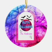 Décoration En Céramique Photo Rose violet chats modernes Lune Halloween he (Devant)