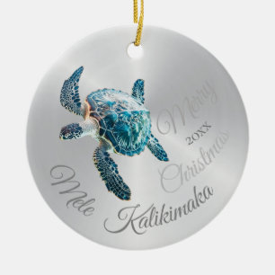 Décoration En Céramique Photo Silver Turtle Mele Kalikimaka