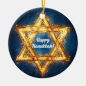 Décoration En Céramique Photo & texte personnalisés Happy Hanoukka, Star o (Devant)